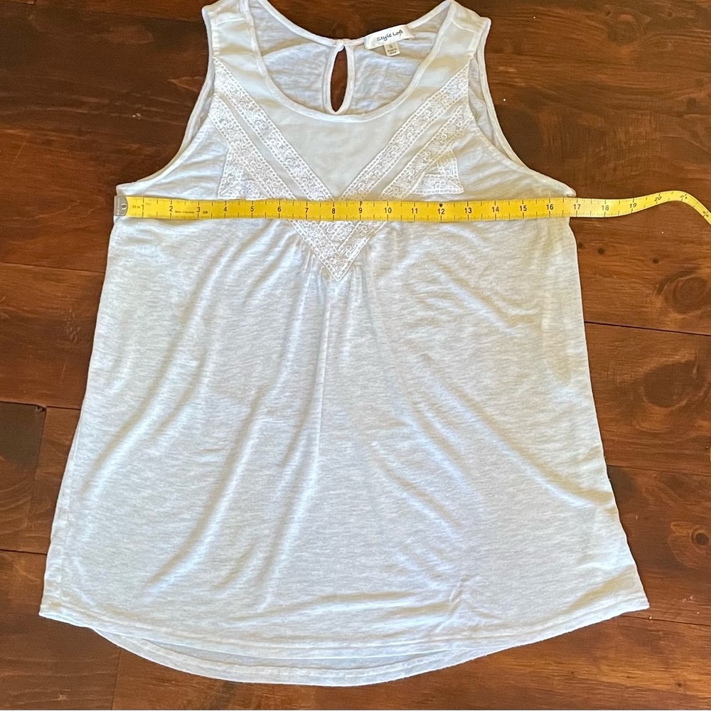 Style Loft White Lace Trim Tank Top